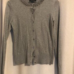 Gray Sweater with Jewel Neckline